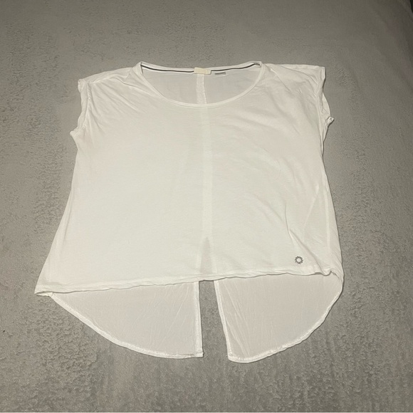 NUMPH white semi sheer split back tee size medium loose fit - Picture 2 of 6